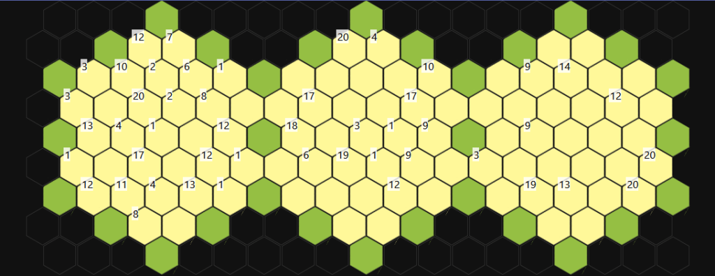 Completed D&D Region Hex Stocking with Locations